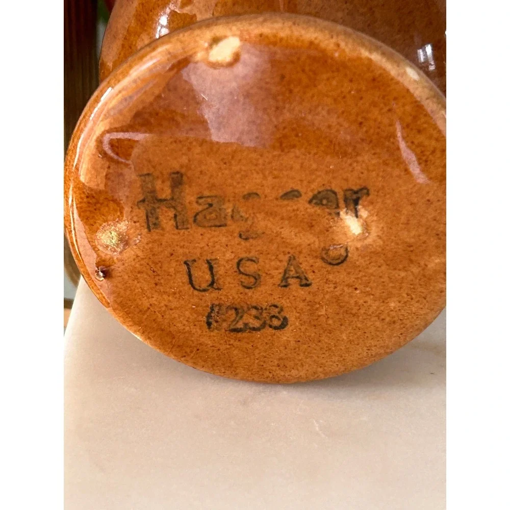Vintage Haeger USA Pottery Vase 238 Marigold Agate Wrap Glaze Mid Century Modern